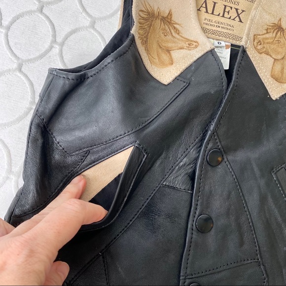 Kids Vintage Western Horse Stallion Genuine Authentic Suede Leather Vest Size 6 - Picture 7 of 9